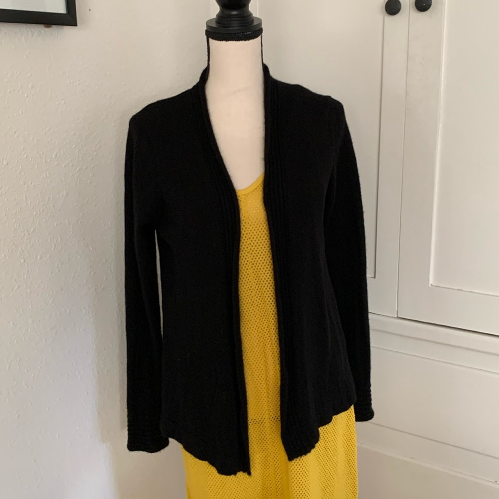 Cashmere charter club luxury open front black cardigan size P/M